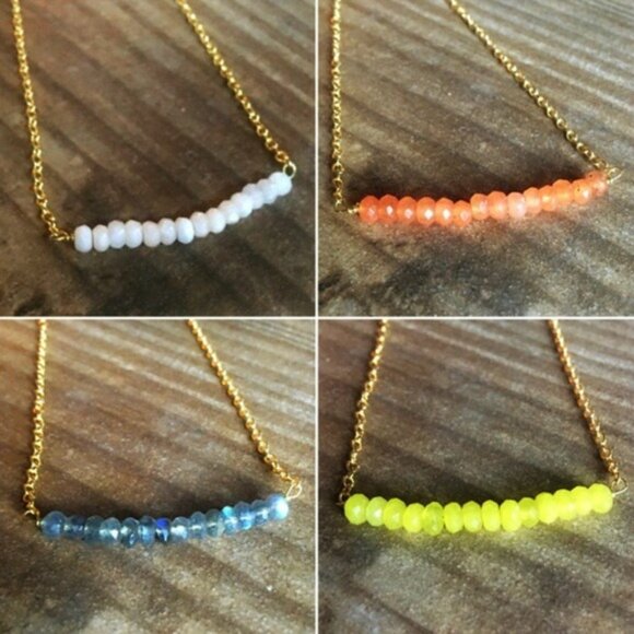 18kt Gold Filled Jade Bar Necklace - Picture 1 of 6